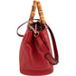 Gucci Grained Leather Bamboo Handle Tote Handbag