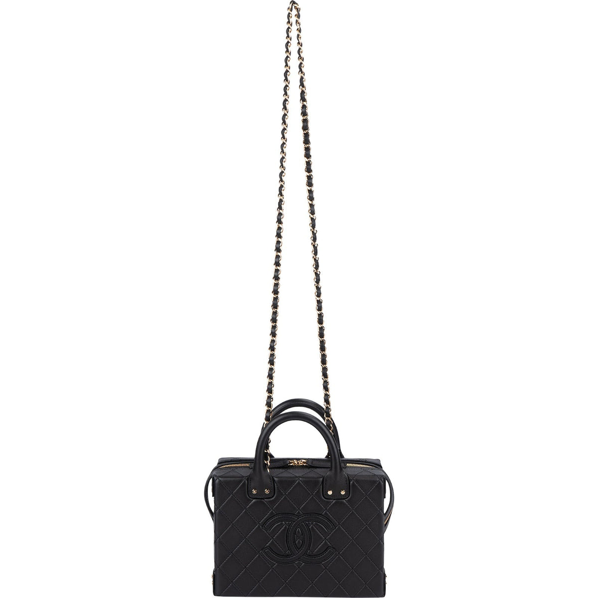 Chanel Quilted Lambskin CC Stitched Vanity Crossbody Handbag
