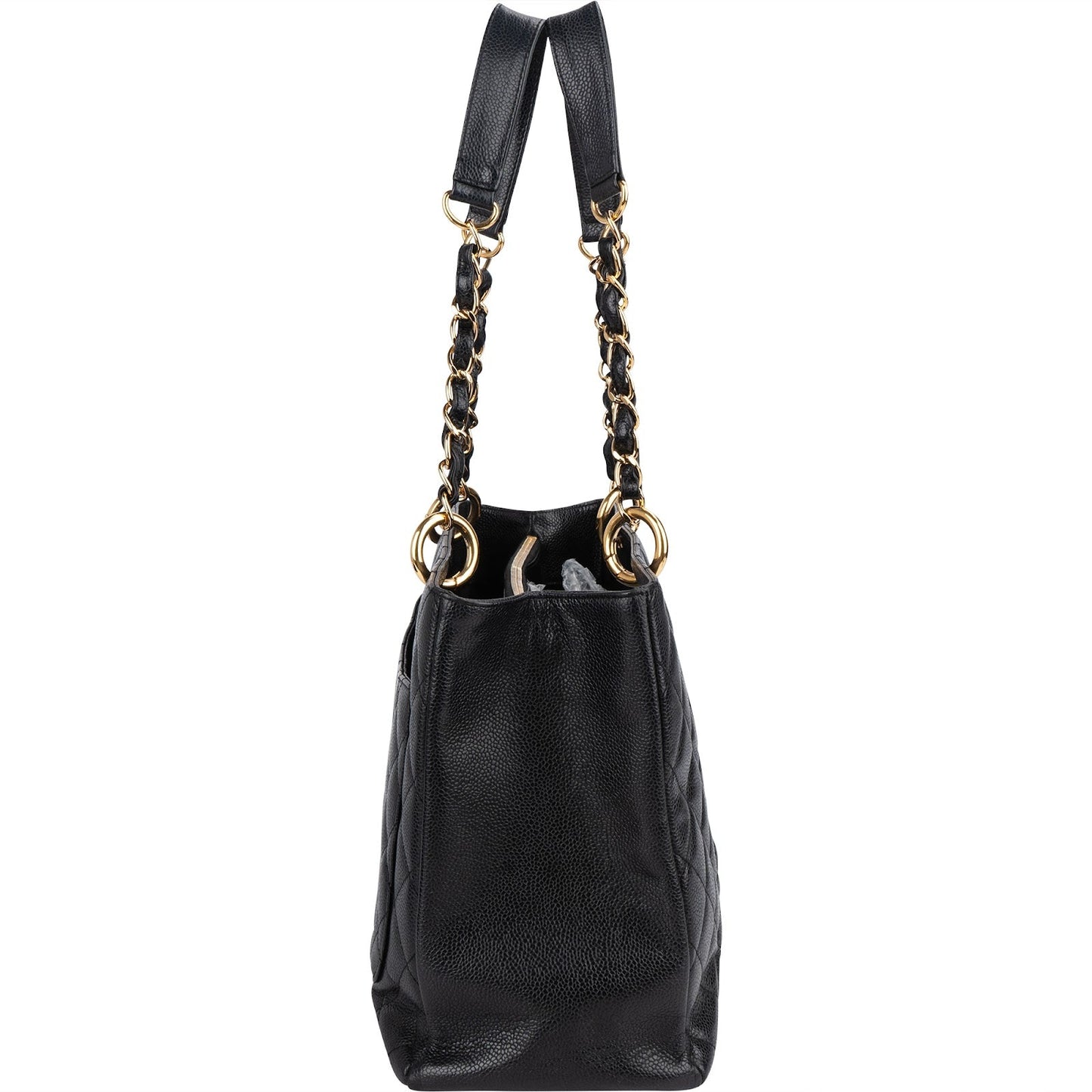 Chanel Quilted Caviar Leather CC Grand Shopping Tote Shoulder Bag