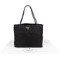 Prada Tessuto Nylon Patent Leather Handle Tote Shoulder Bag