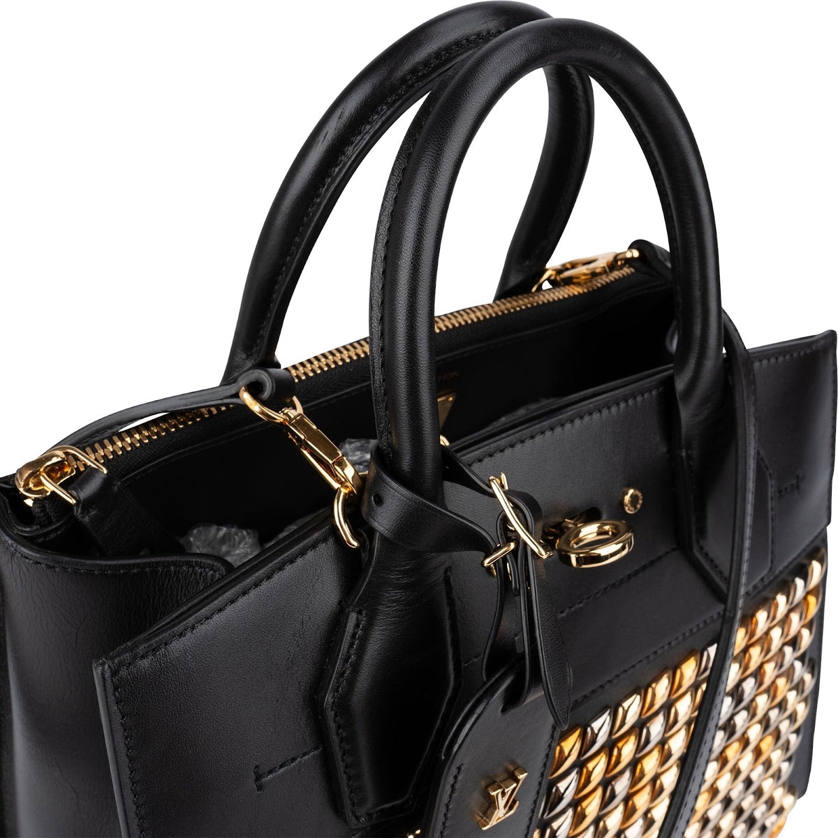 Louis Vuitton City Steamer PM mit Nieten aus schwarzem Leder – Ansicht 3