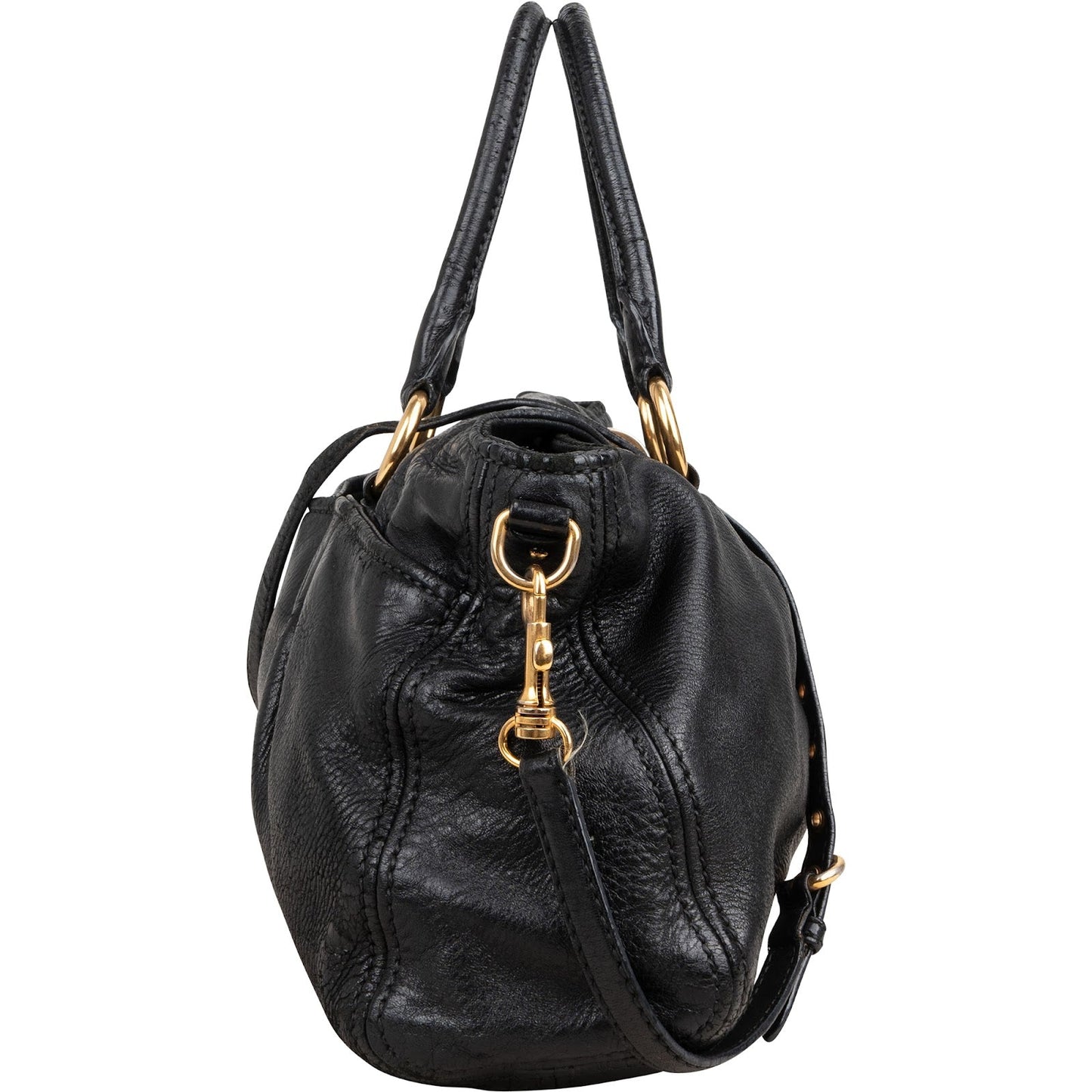 Miu Miu Vitelo Daino Turnlock Coffer Satchel Handbag