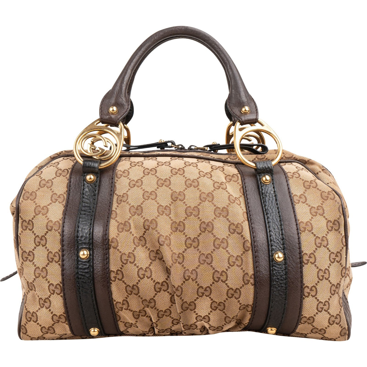 Gucci Monogram GG Canvas Interlocking G Soft Boston 35 Handbag