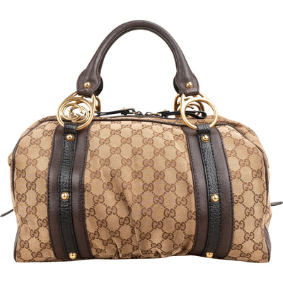 Gucci Monogram GG Canvas Interlocking G Soft Boston 35 Handbag