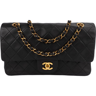 Chanel Quilted Lambskin Medium 24K Gold Double Flap Shoulder Bag