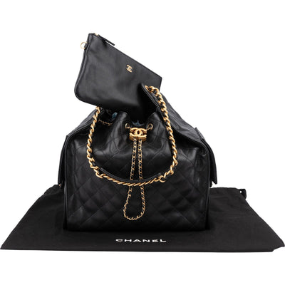 Chanel 25 Caviar Leather CC Drawstring Shoulder Bag