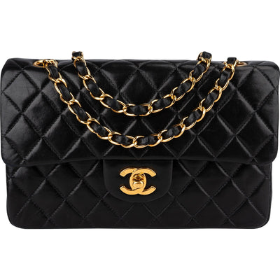 Chanel Quilted Lambskin 24K Gold Small Double Flap Shoulder Bag