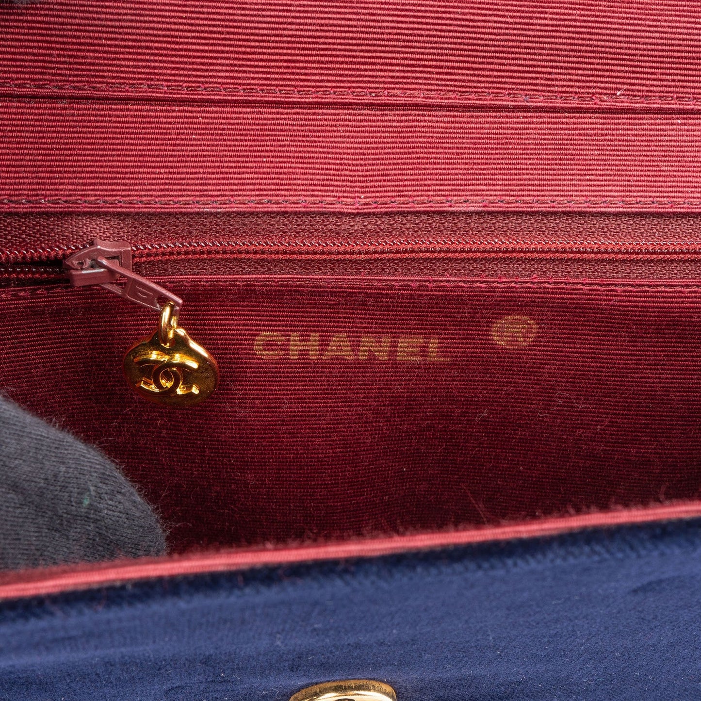 Chanel Chevron Velvet Half Moon Single Flap Crossbody Bag