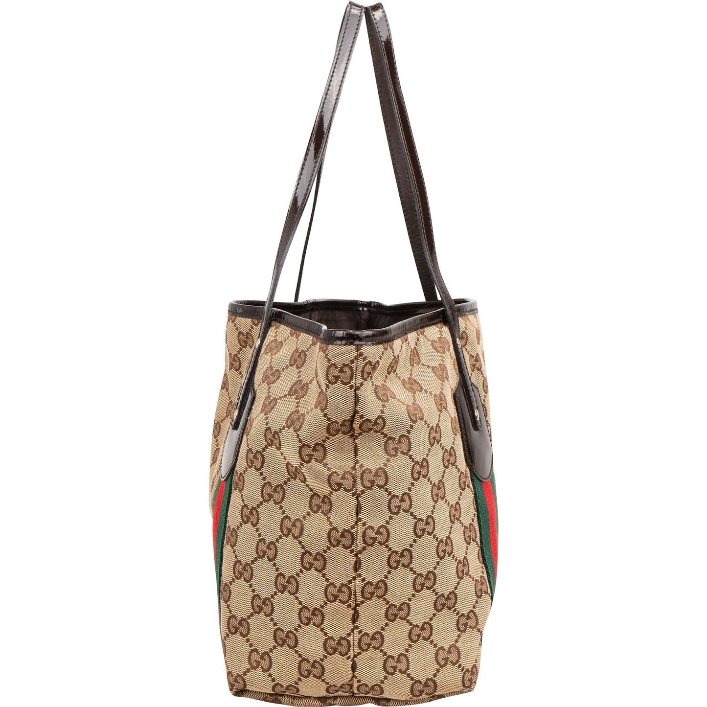 Gucci Monogram GG Canvas Patent Leather Shoulder Bag