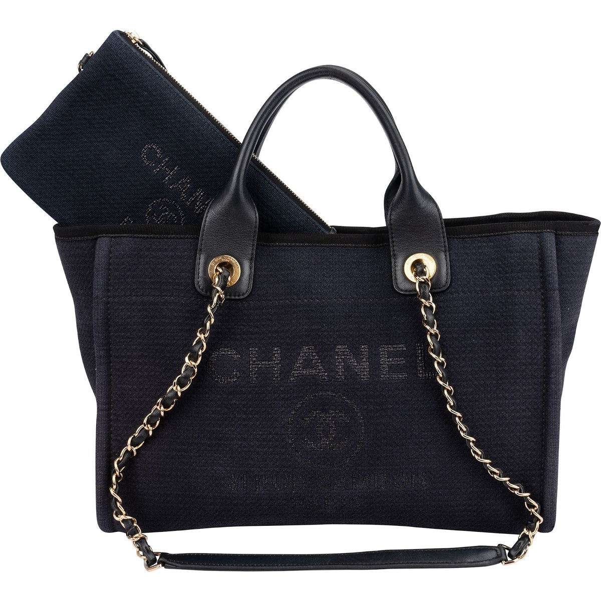 Chanel Canvas Deauville Small Tote Shoulder Bag