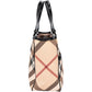 Burberry Nova-Check Monogram Patent Leather Small Tote Handbag