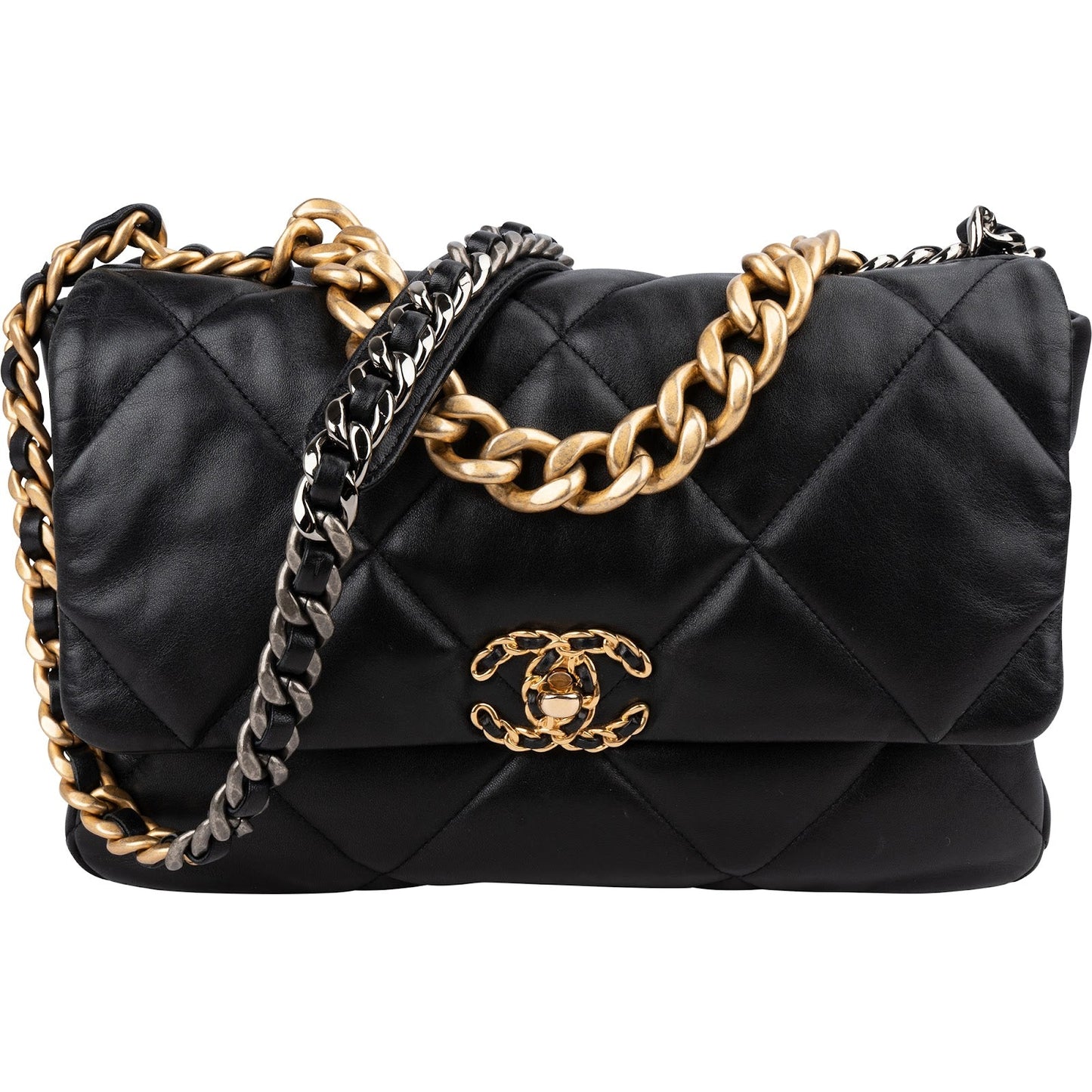 Chanel 19 Quilted Lambskin Leather Jumbo Single Flap Crossbody Bag