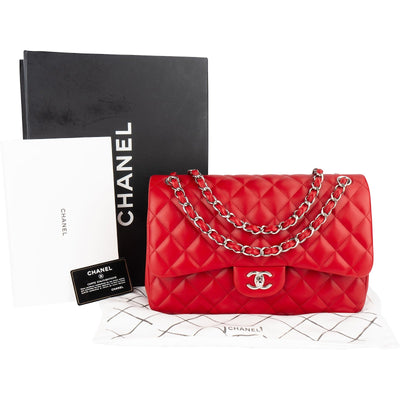 Chanel Quilted Lambskin Jumbo Double Flap Crossbody Bag