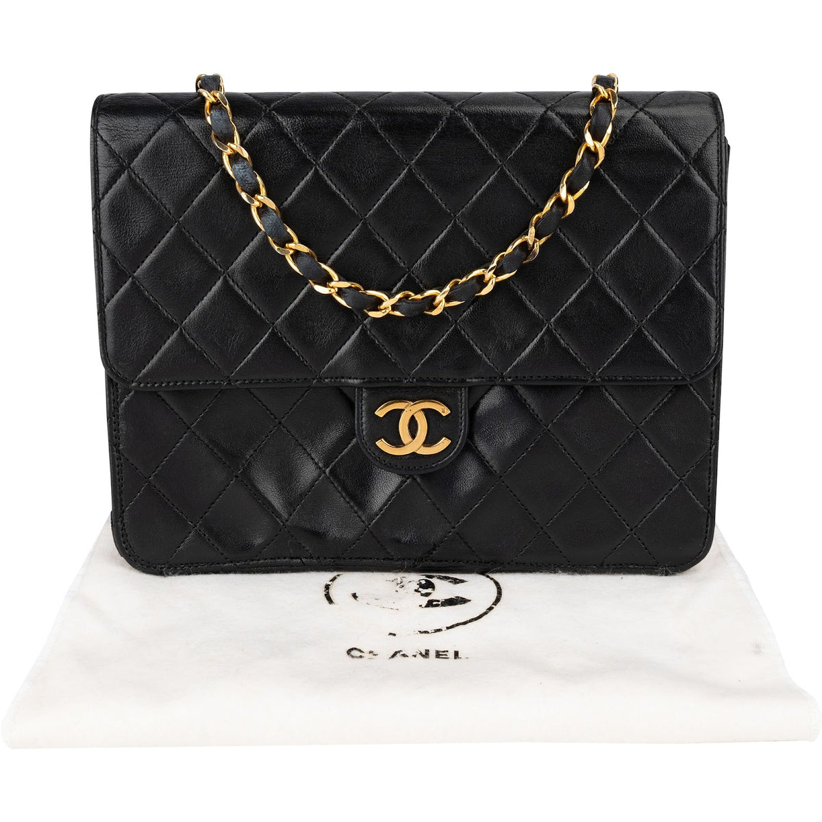 Chanel Quilted Lambskin 24K Gold Single Flap Shoulder Bag