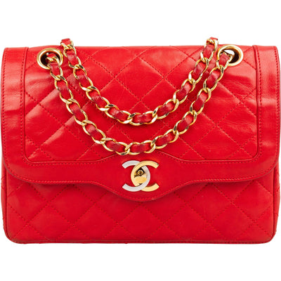 Chanel Quilted Lambskin Bicolor Double Flap Crossbody Bag