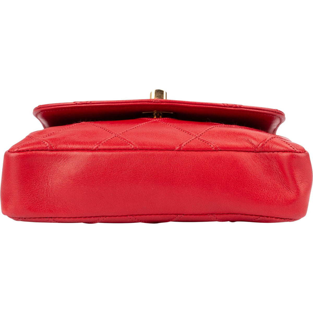 Chanel Red Quilted Stitched Lambskin Vintage CC Belt Crossbody Bag