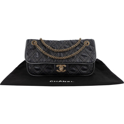 Chanel  Stitching Lambskin Single Flap Shoulder Bag