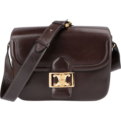 Celine Shiny Calfskin Medium Triomphe Shoulder Bag
