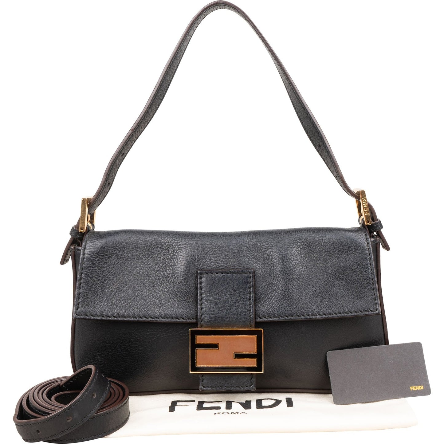 Fendi Vitello Leather Baguette Shoulder Bag