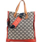 Celine Macadam Monogram Canvas Bicolor Leather Tote Shoulder Handbag