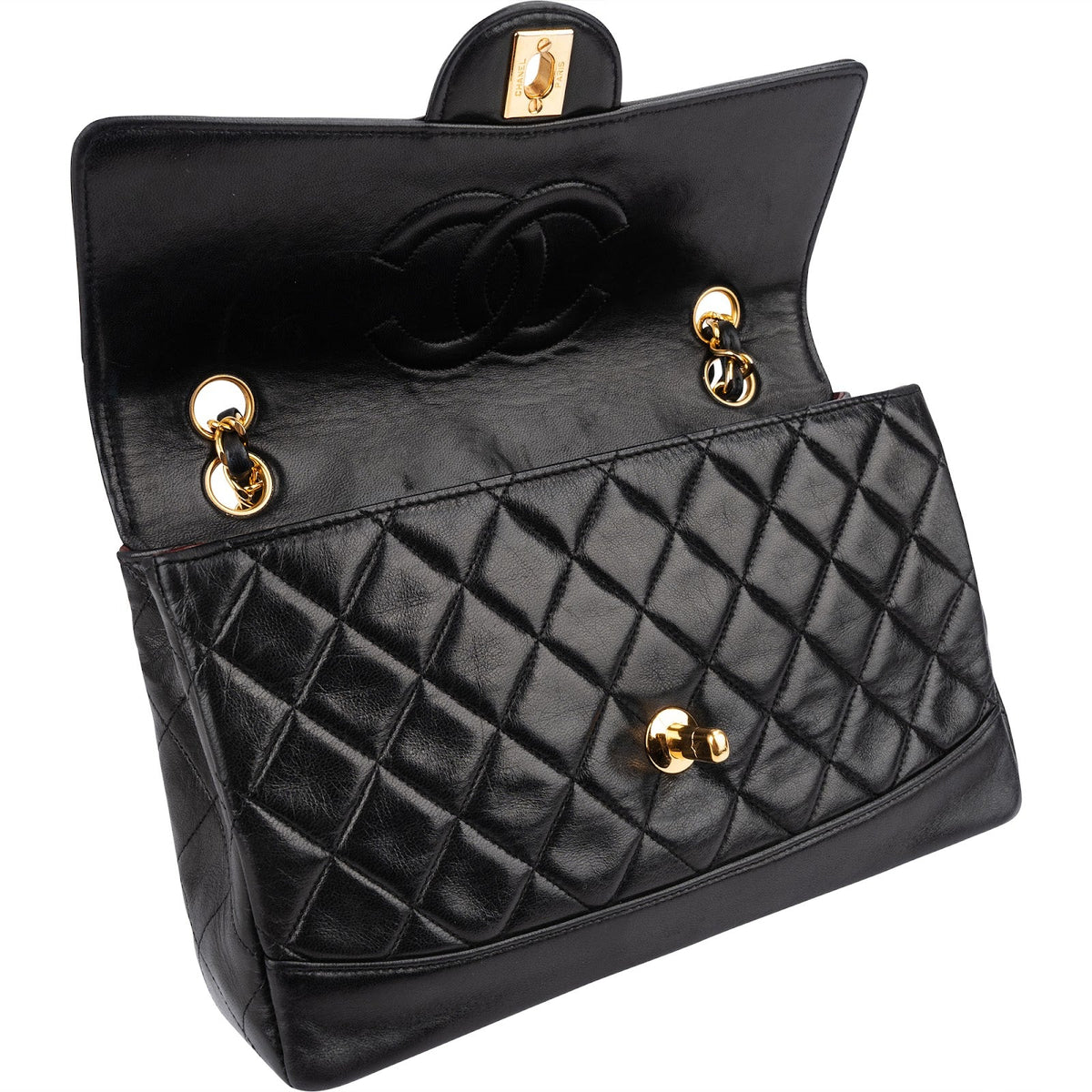 Chanel Quilted Lambskin 24K Gold Clip Single Flap Shoulder Bag