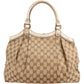 Gucci Monogram GG Canvas Metallic Leather Sukey Handbag