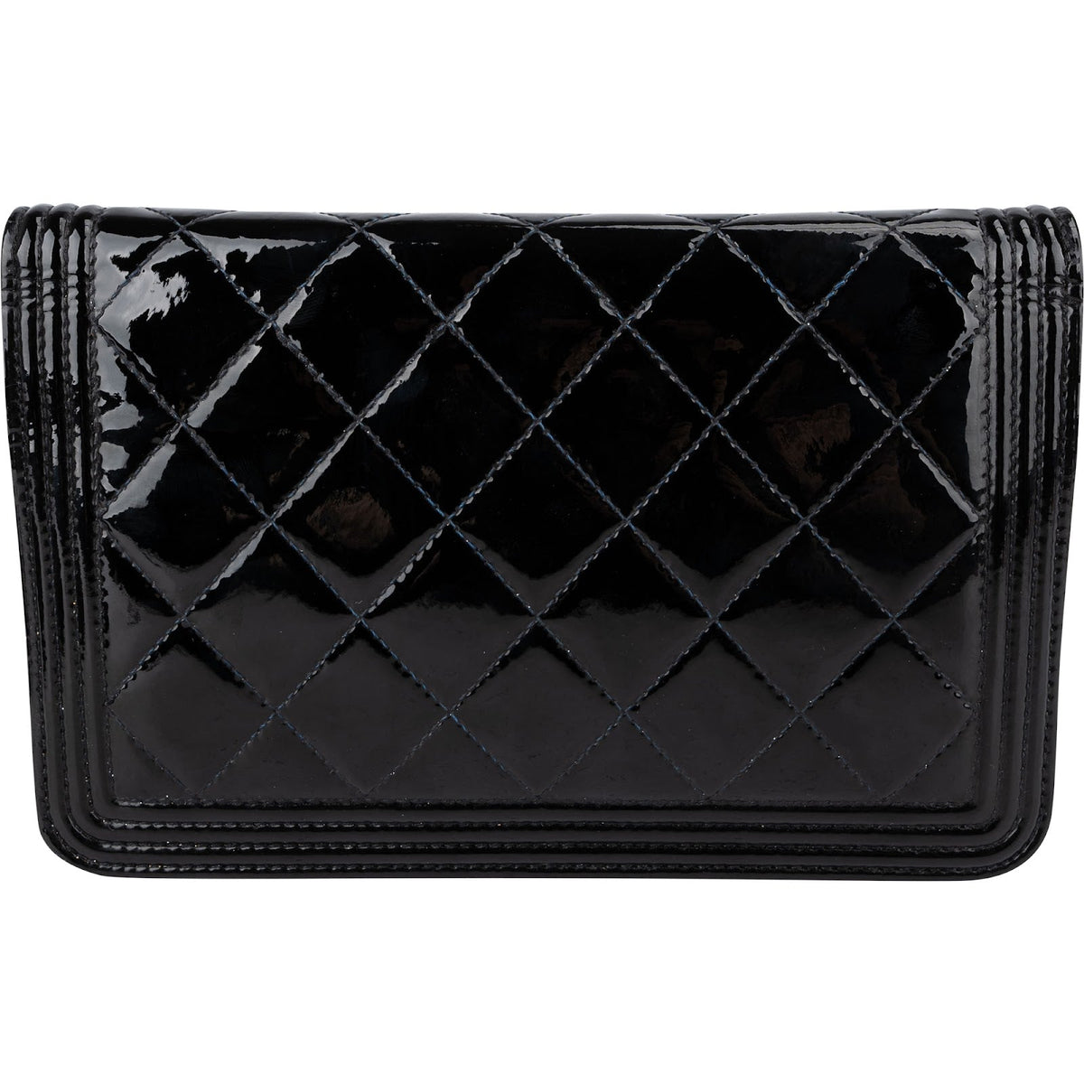 Chanel Patent Leather Quilted Boy Wallet On Chain Crossbody Bag