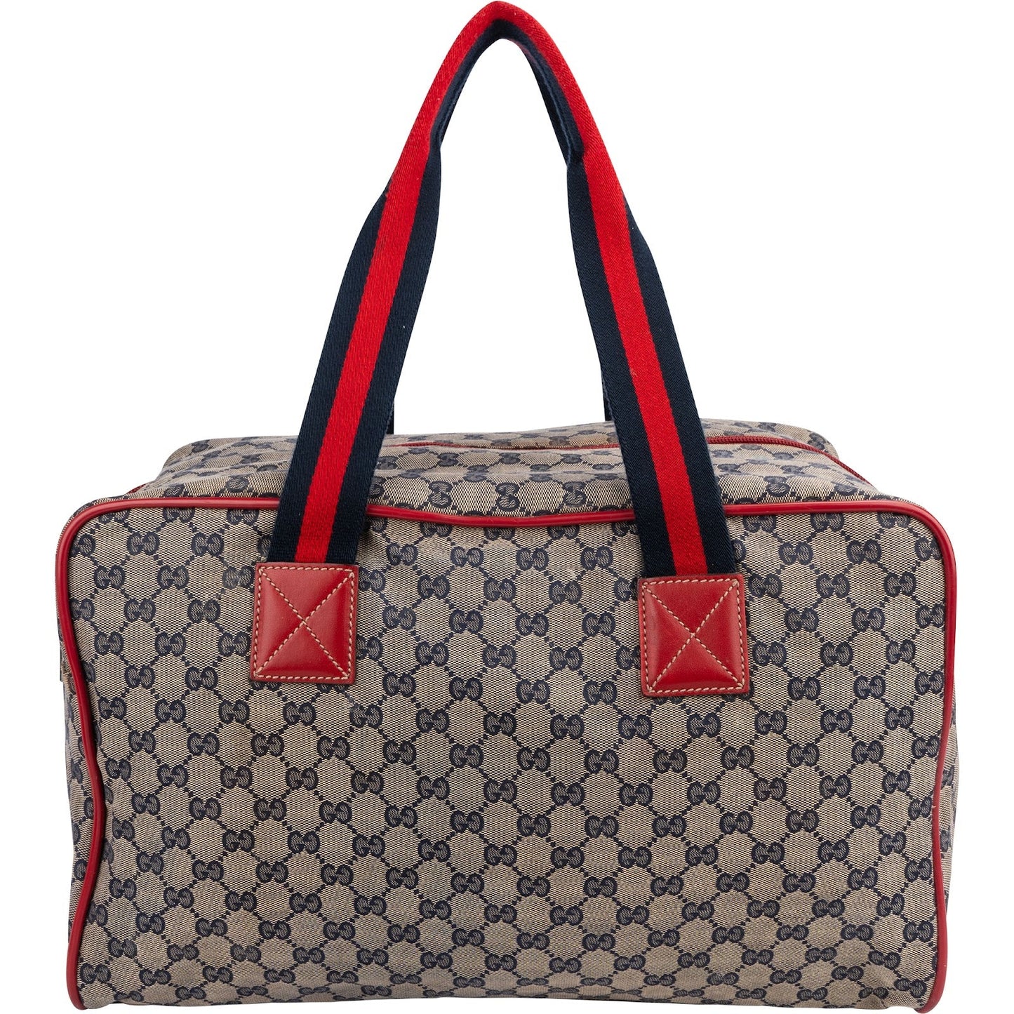Gucci Monogram GG Plus Canvas Web Stripe Boston 40 Handbag