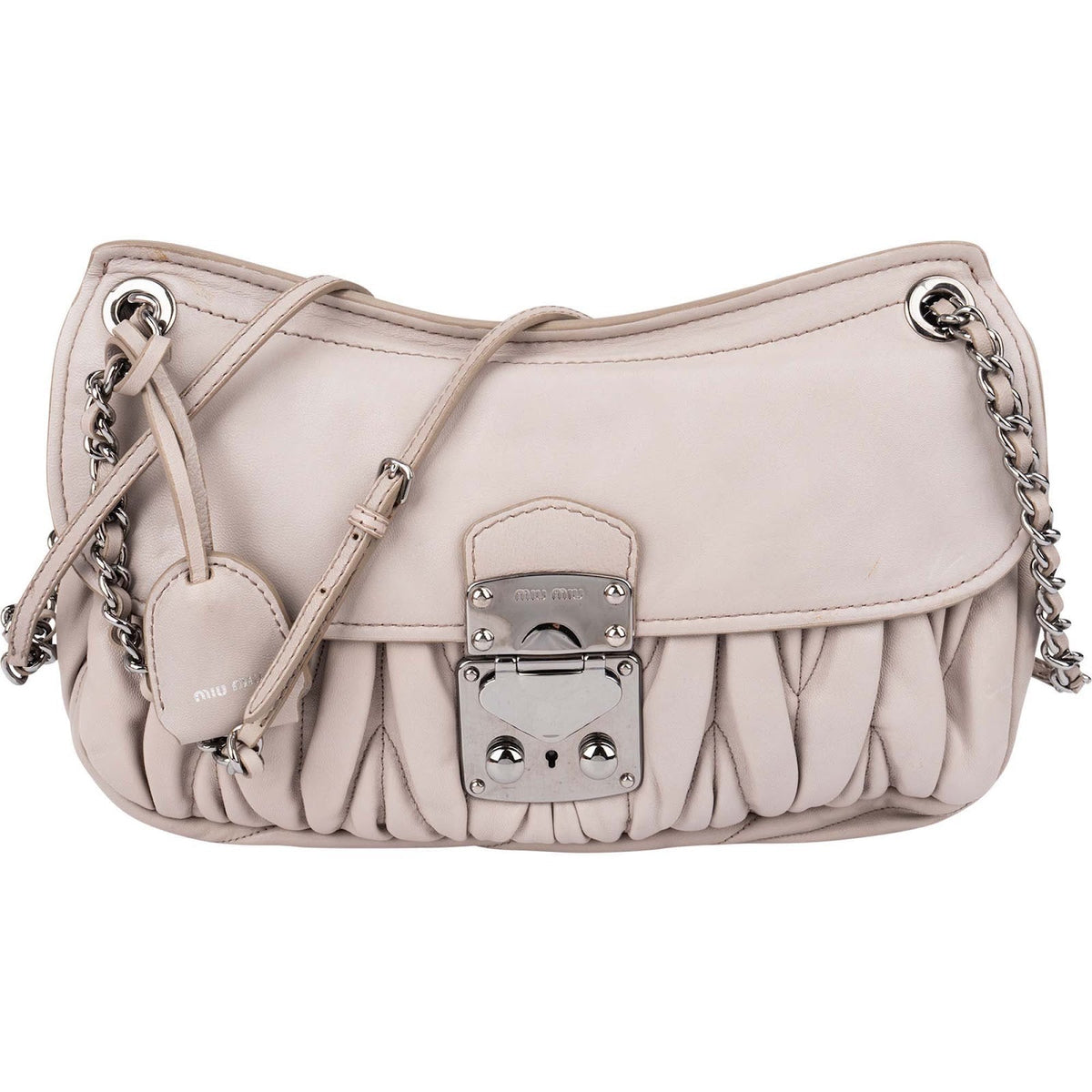 Miu Miu Grey Matelassé Nappa Leather Coffer Crossbody Bag