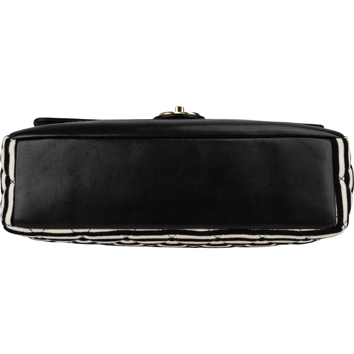 Chanel Striped Cotton Leather Single Flap Crossbody Bag