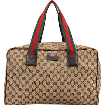 Gucci Monogram GG Canvas Web Boston Handbag