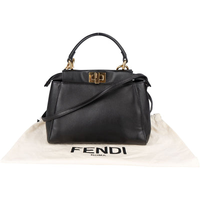 Fendi Black Leather Mini Peekaboo Handbag