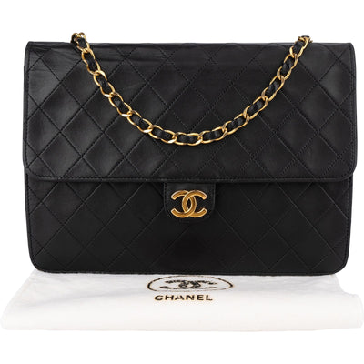 Chanel Quilted Lambskin 24K Gold Single Flap Shoulder Bag