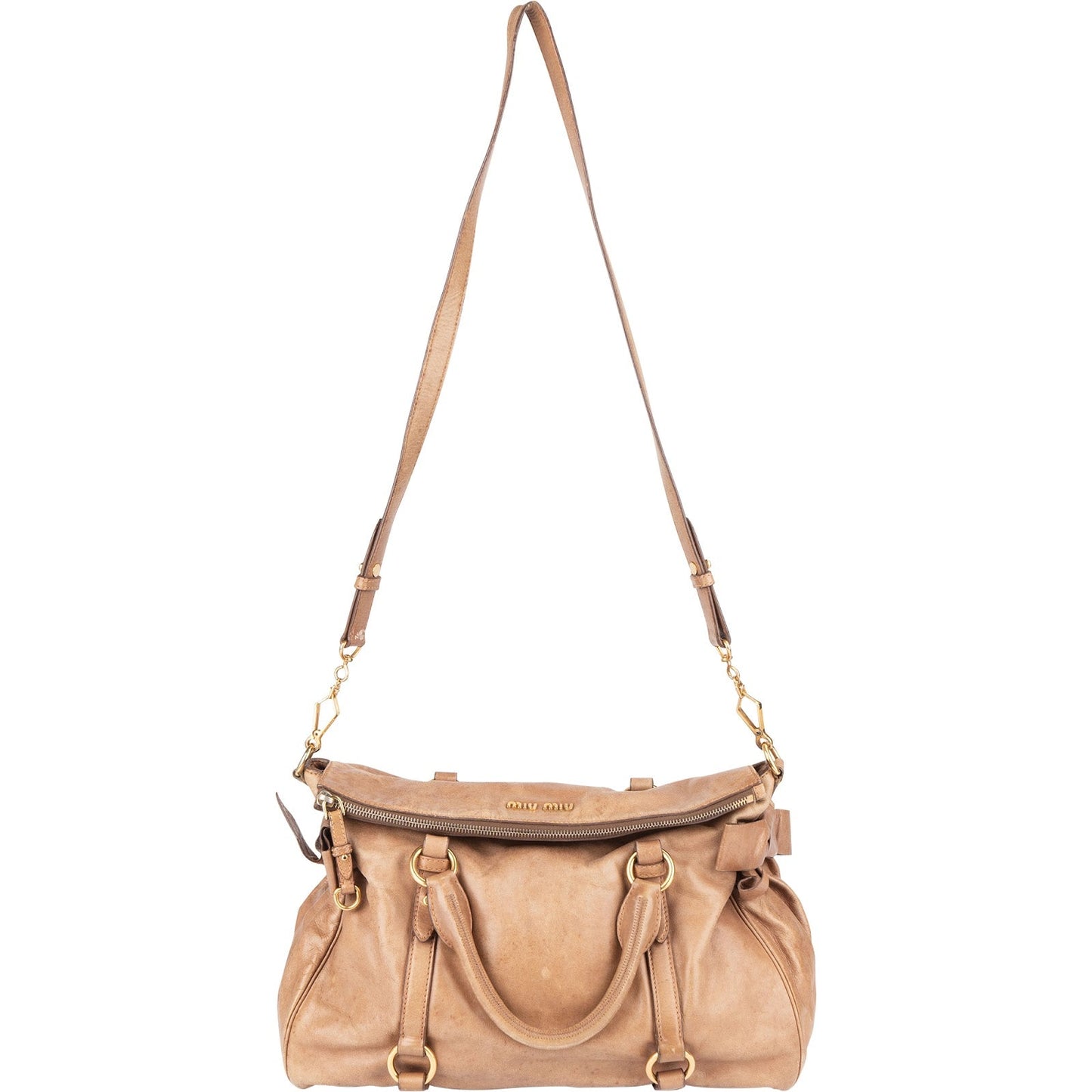 Miu Miu Vitello Lux Bow Shoulder Bag