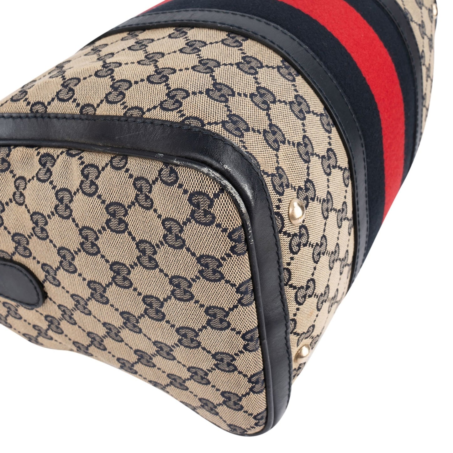 Gucci Monogram GG Canvas Web Boston Handbag