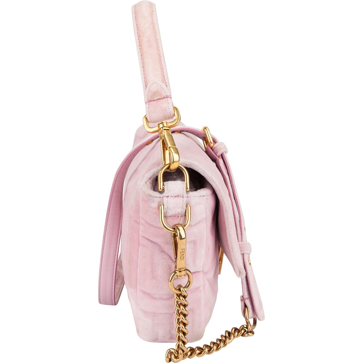 Fendi Monogram FF Embossed Suede Baguette Crossbody Handbag