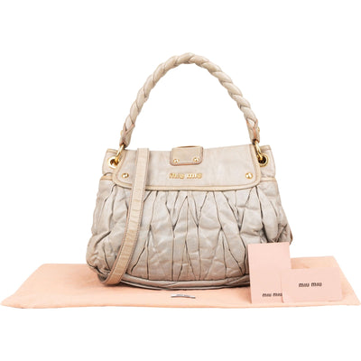Miu Miu Quilted Vitello Leather Small City Handbag