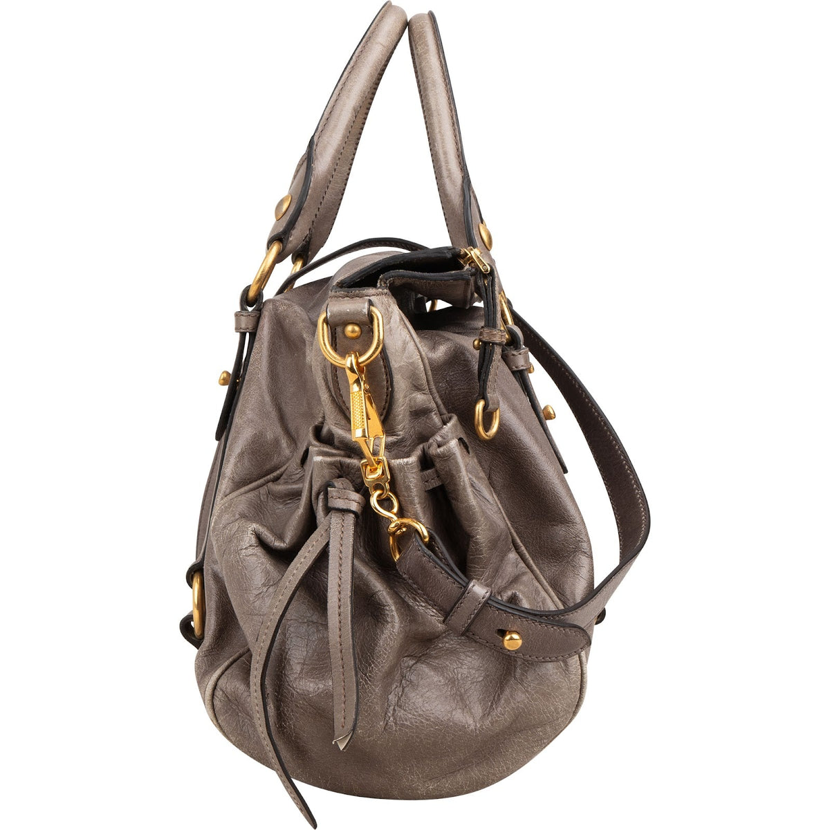 Miu Miu Drawstring Satchel aus Vitello-Lux-Leder – Ansicht 3