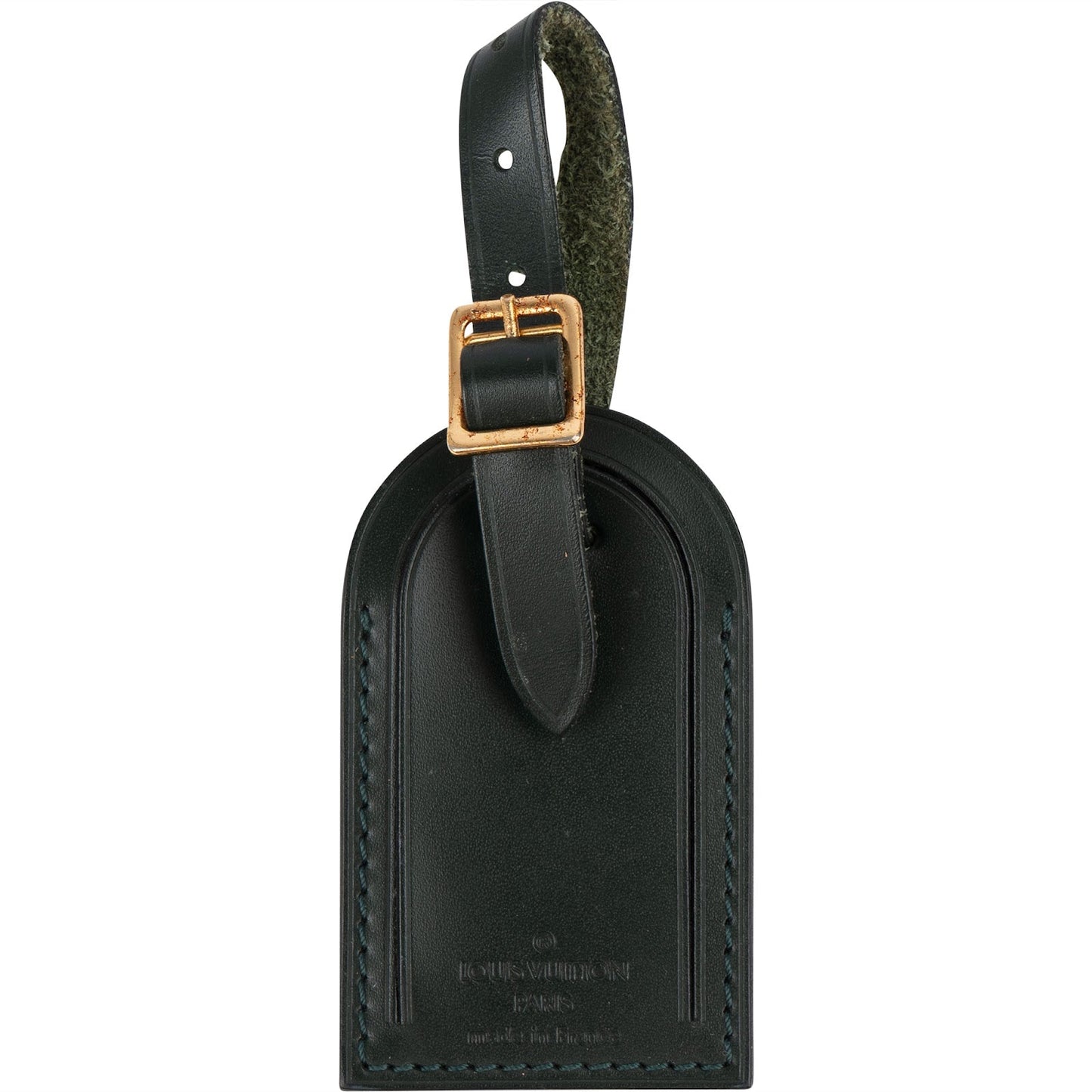 Louis Vuitton Dark Green Leather Luggage Tag