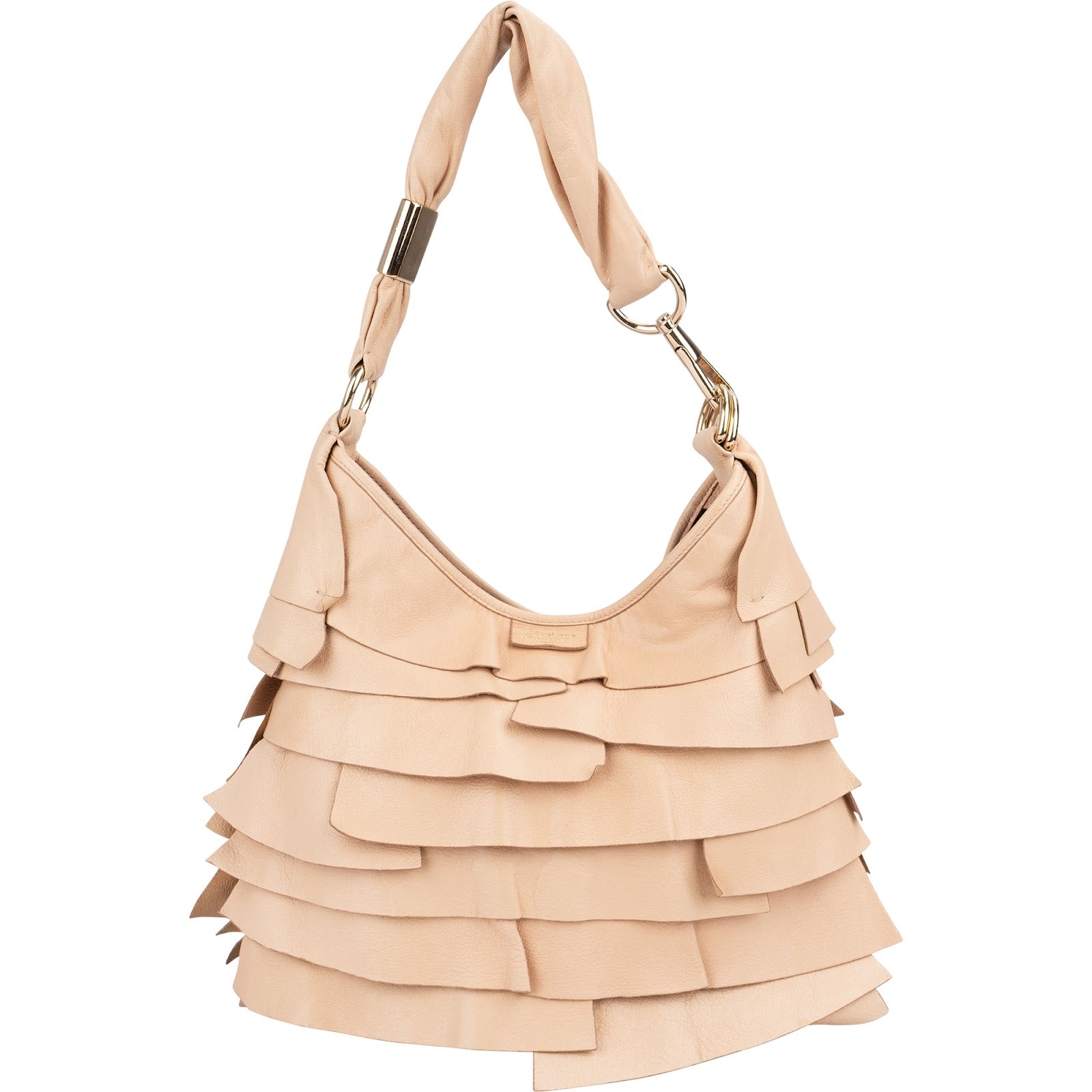 Yves Saint Laurent Leather Rive Gauche Ruffle Hobo Shoulder Bag