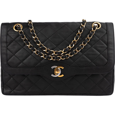 Chanel Quilted Lambskin Bicolor Double Flap Shoulder Bag