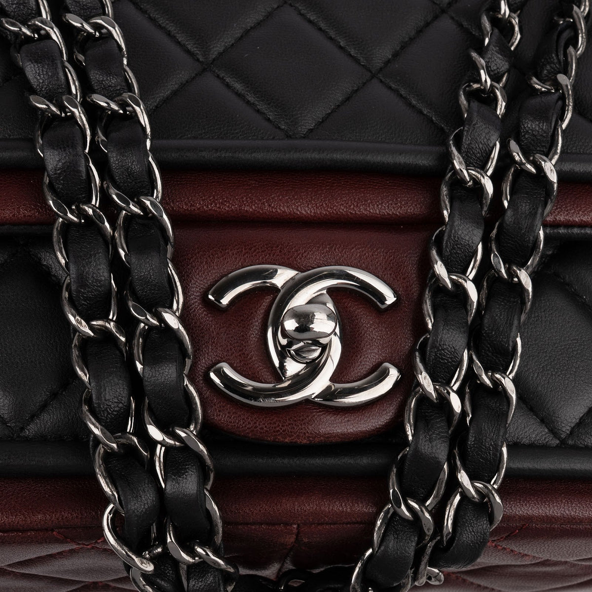Chanel Quilted Lambskin Bicolor Jumbo Single Flap Shoulder Bag