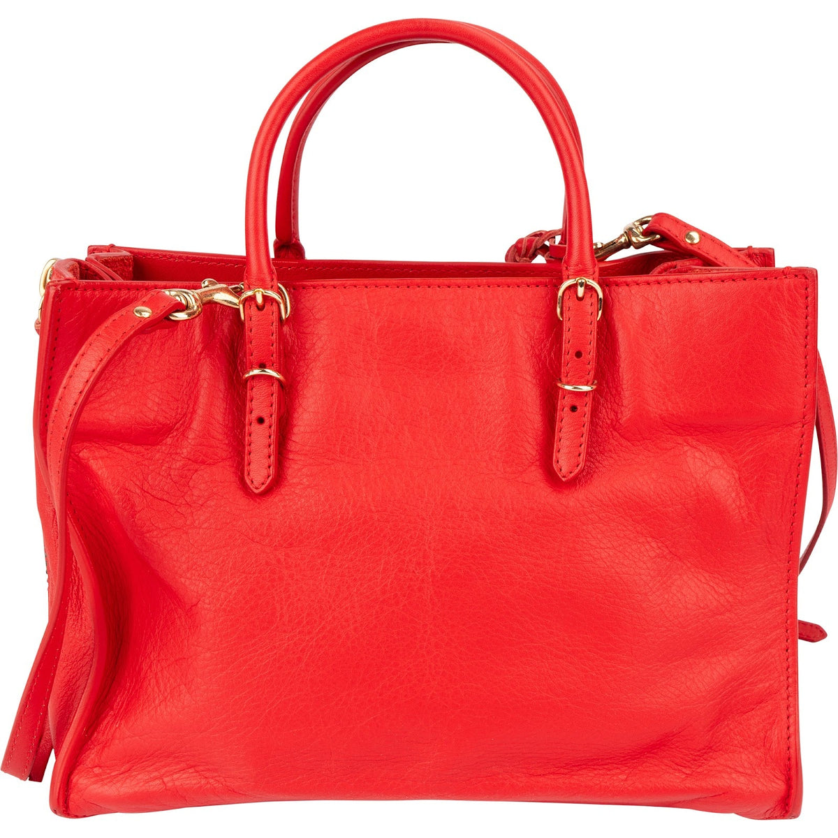 Balenciaga Red Leather Small City Tote Handbag