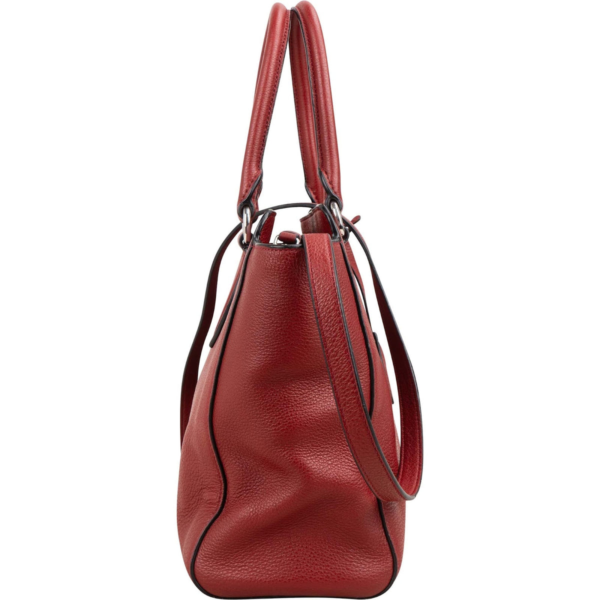 Prada Red Vitello Daino Leather Tote Handbag