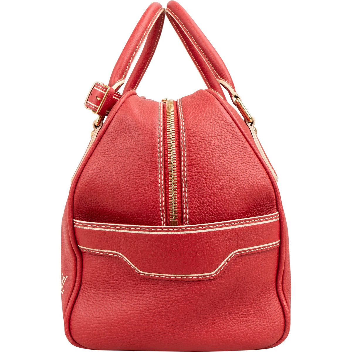 Louis Vuitton Red Tobago Leather Carryall M95140 Weekender Travel Bag