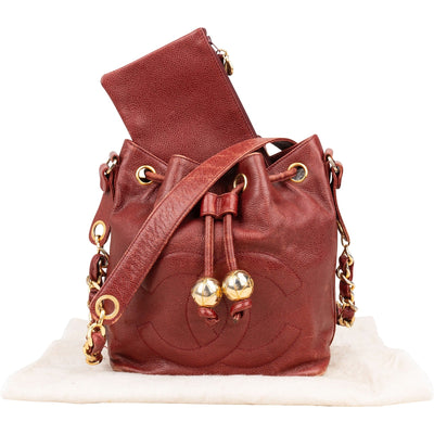 Chanel Caviar Leather CC Drawstring Bucket Crossbody Bag
