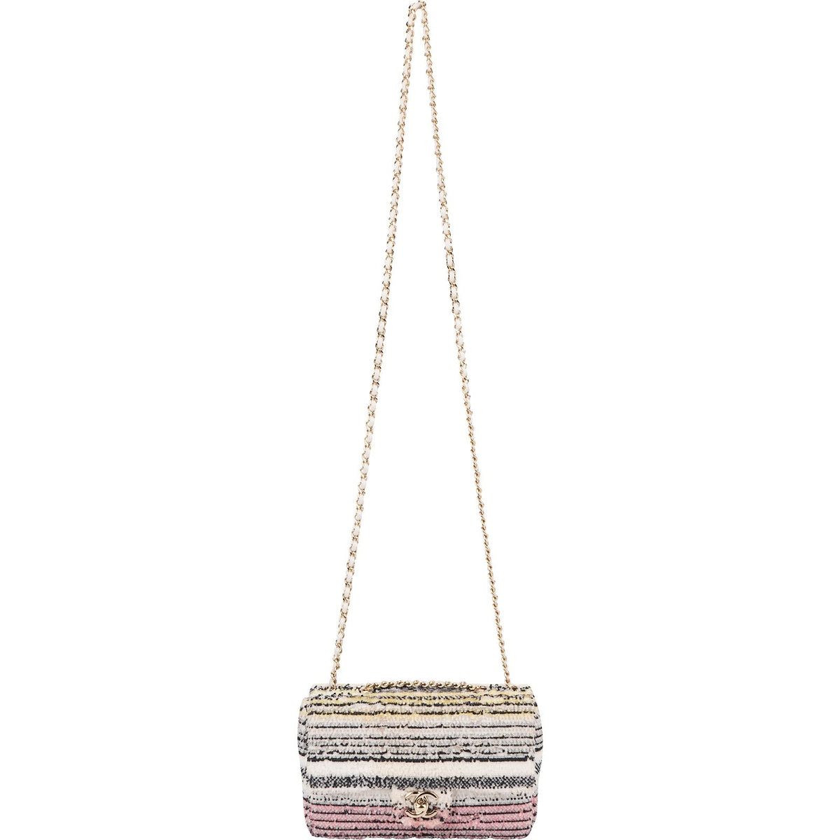 Chanel Sequin Multicolor Striped Small Single Flap Crossbody Bag