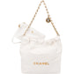 Chanel 22 White Quilted Lambskin Maxi Drawstring Shoulder Bag