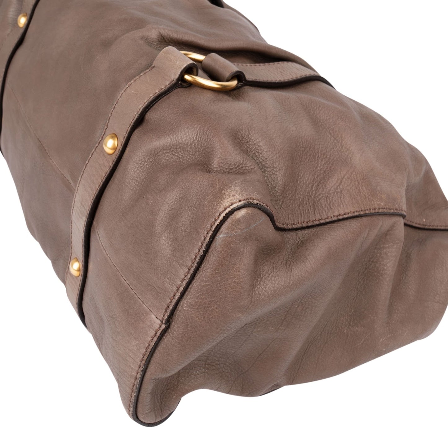 Miu Miu Vitello Lux Leather Gathered Tote Shoulder Bag