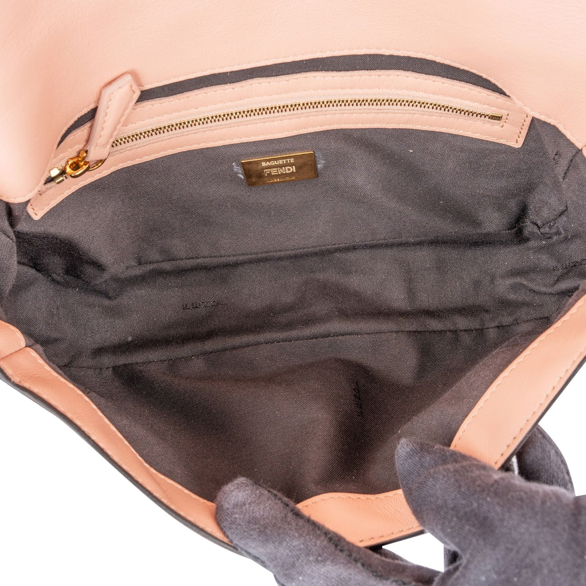 Fendi Embossed Monogram FF Leather Baguette Shoulder Crossbody Bag